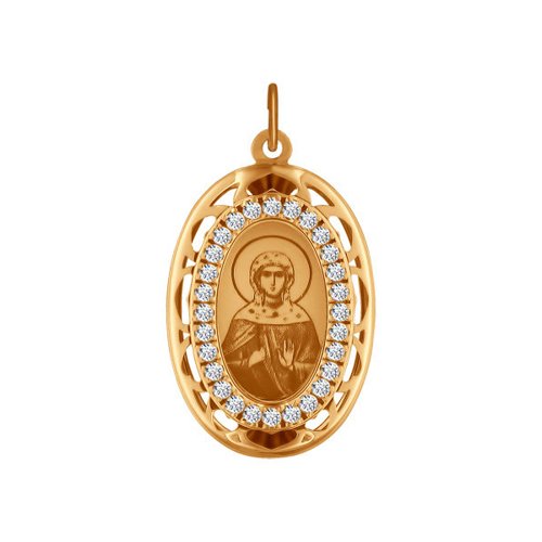 Иконка Святая мученица Валентина из золота с лазерной обработкой с фианитами