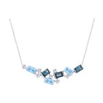 Колье из белого золота с голубыми и синими топазами и Swarovski Zirconia