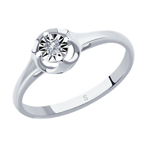 Помолвочное кольцо из белого золота с бриллиантом 1011077 sokolov фото
