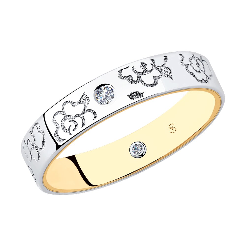 Обручальное кольцо SOKOLOV Diamonds из комбинированного золота с бриллиантами , comfort fit