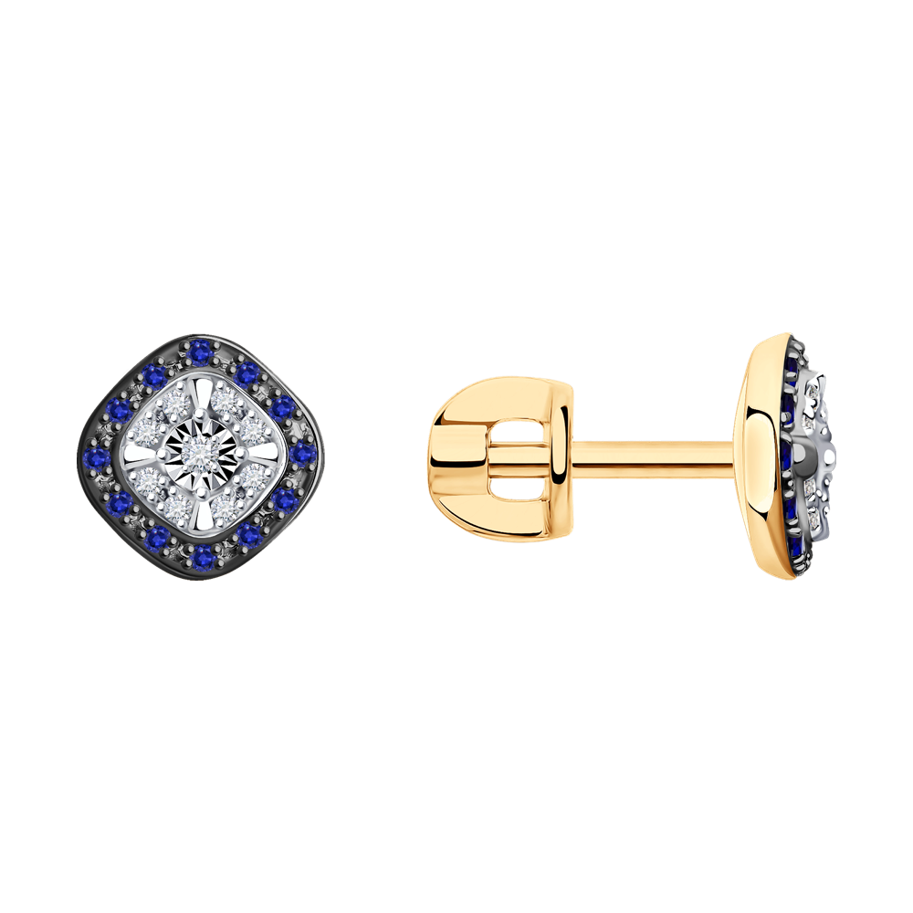 фото Серьги sokolov diamonds из комбинированного золота с бриллиантами и сапфирами