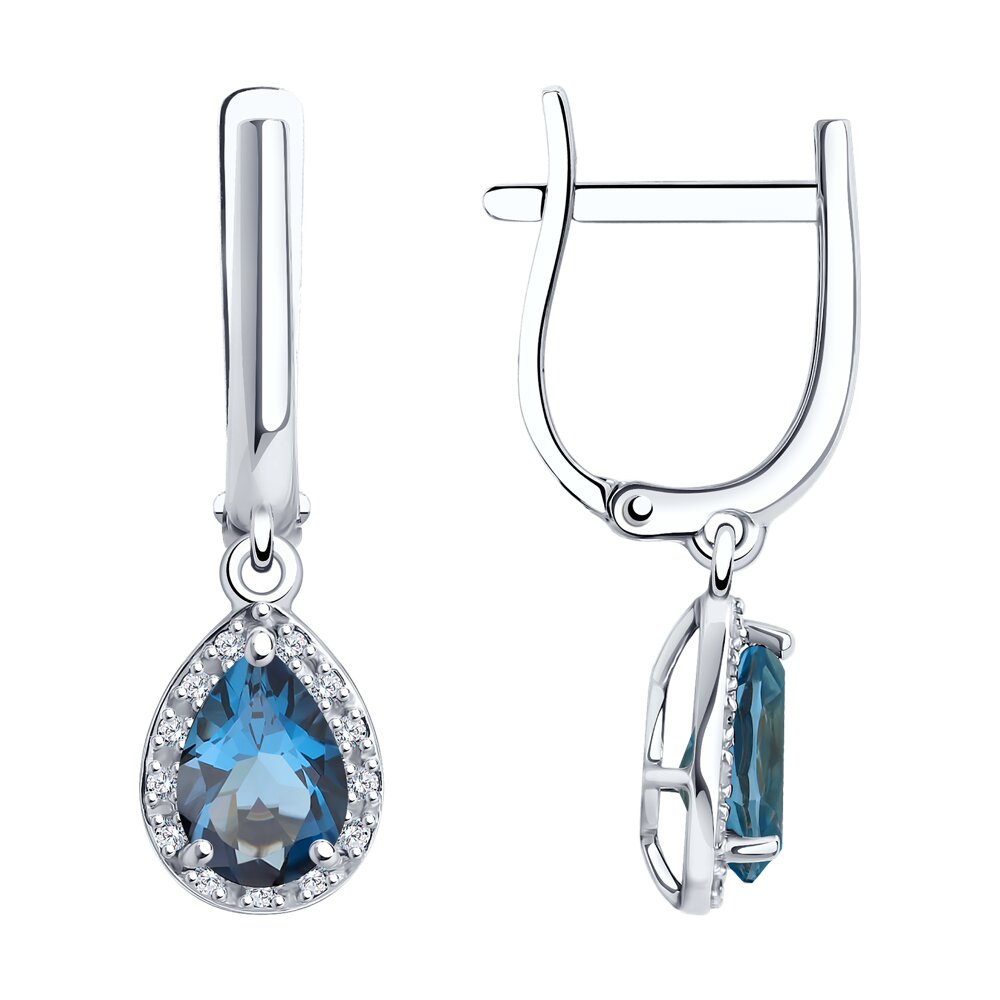 

Серьги SOKOLOV Diamonds из белого золота с бриллиантами и лондон топазами