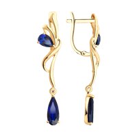 Серьги из золота с синими корунд (синт.)