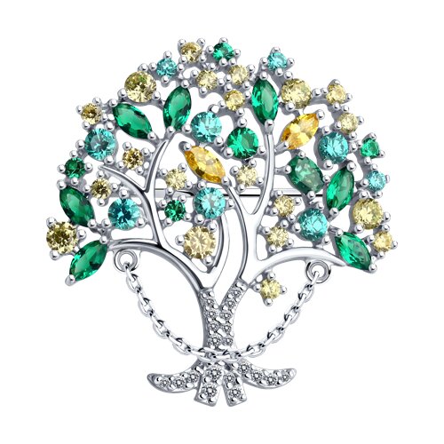 Брошь из серебра с фианитами - фото 1