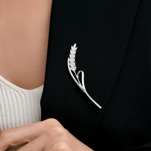 Брошь из серебра с фианитами - фото 3