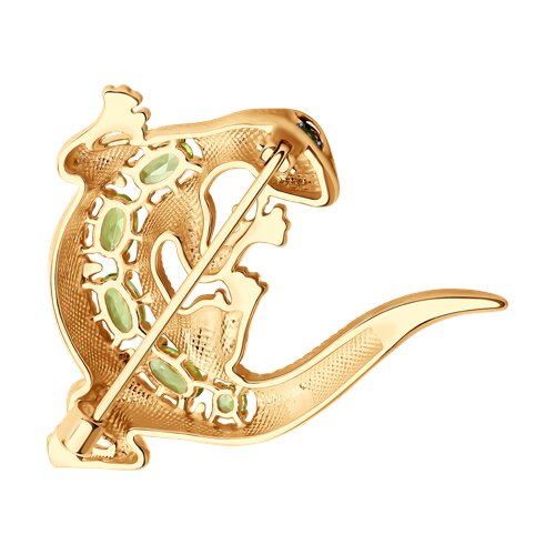 Брошь из золочёного серебра с хризолитами и фианитами - фото 2