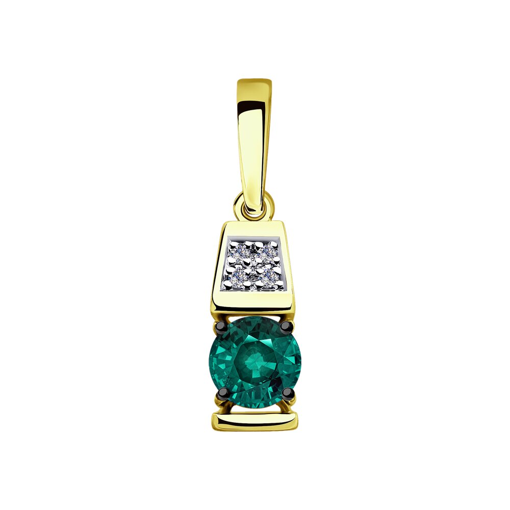 

Подвеска SOKOLOV Diamonds из желтого золота с бриллиантами и гидротермальным изумрудом