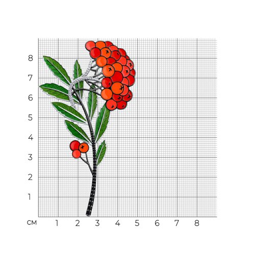 Брошь из серебра с фианитами и эмалью - фото 3