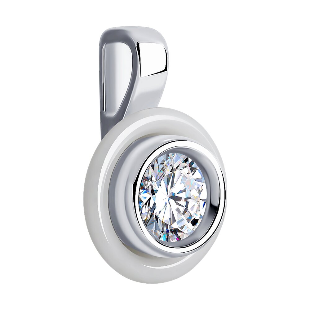 Подвеска SOKOLOV из серебра с керамической вставкой и фианитом