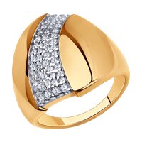 Кольцо из золочёного серебра с фианитами