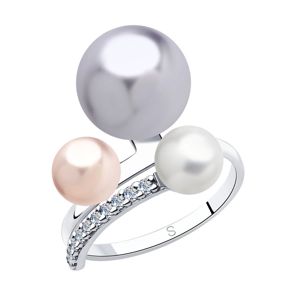 

Кольцо SOKOLOV из серебра с жемчугом Swarovski и фианитами