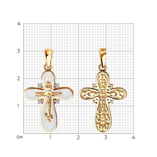 Подвеска- крест из золота с бриллиантами 1120103 SOKOLOV фото 2