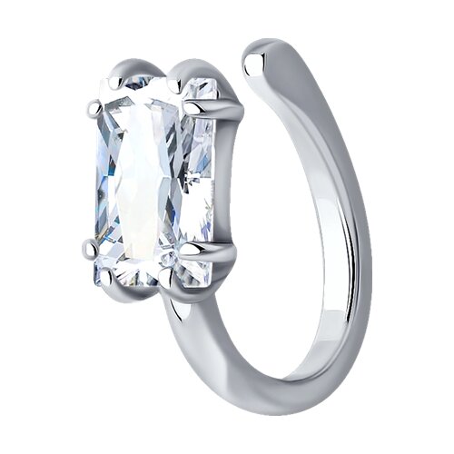 Серьга одиночная из серебра с фианитом - фото 1