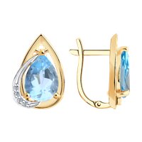 Серьги из золота с топазами и фианитами