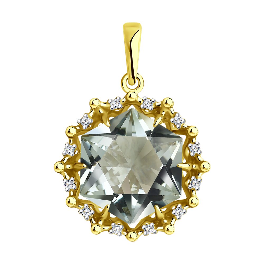 

Подвеска SOKOLOV Diamonds из желтого золота с бриллиантами и аметистом