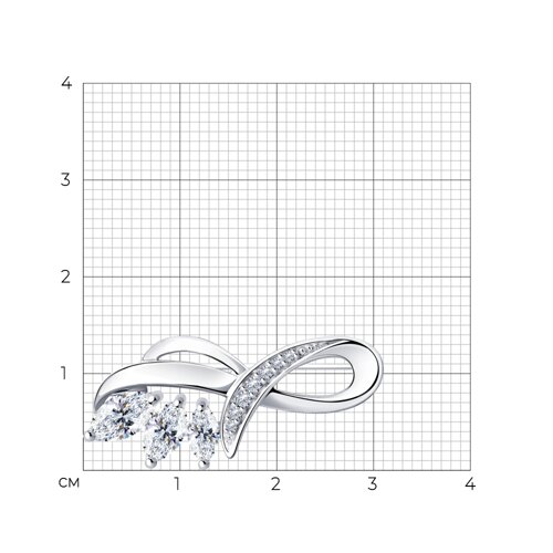 Брошь из серебра с фианитами - фото 4