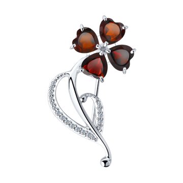 Брошь SOKOLOV из серебра с гранатами и фианитами 3600₽