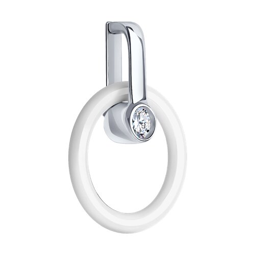 Подвеска из серебра с керамической вставкой и фианитом - фото 2