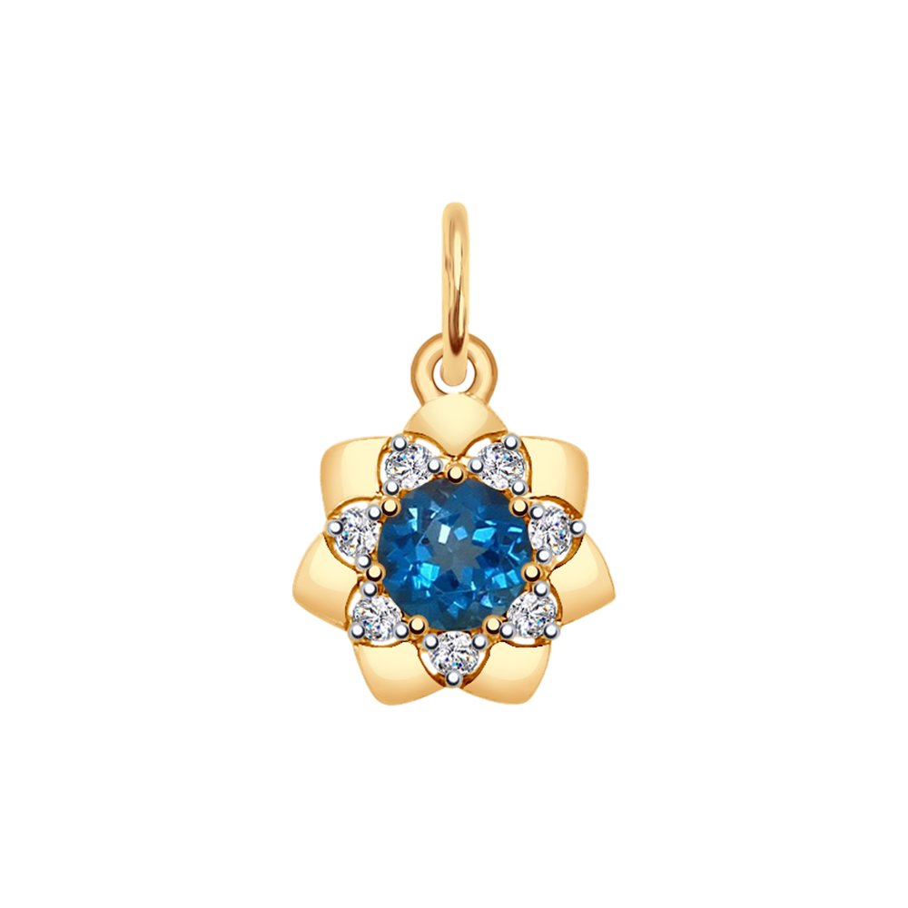 

Подвеска SOKOLOV из золота с синим топазом и Swarovski Zirconia