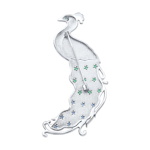 Брошь из серебра с фианитами и эмалью - фото 2