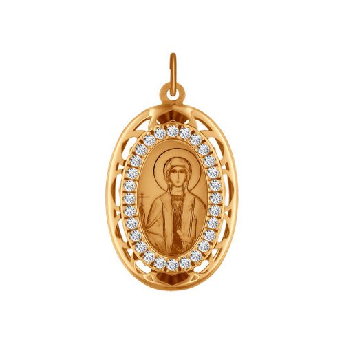 Иконка из золота Святая мученица София с лазерной обработкой с фианитами