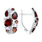 Серьги из серебра с гранатами и фианитами