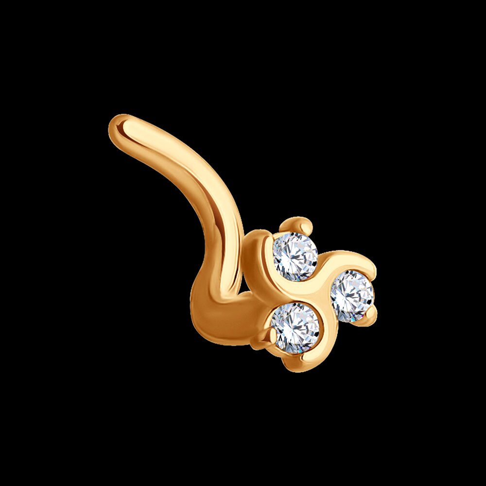 Пирсинг в нос клевер SOKOLOV из золота с бриллиантами, фото 2