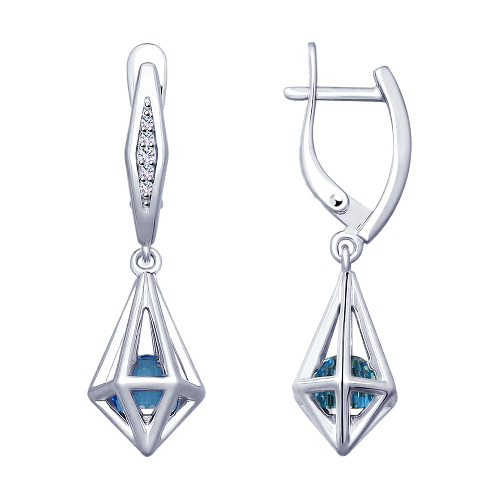 

Серьги SOKOLOV из серебра с голубыми кристаллами Swarovski и фианитами