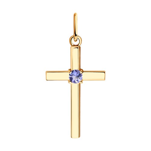 Подвеска из золочёного серебра с танзанитом - фото 1