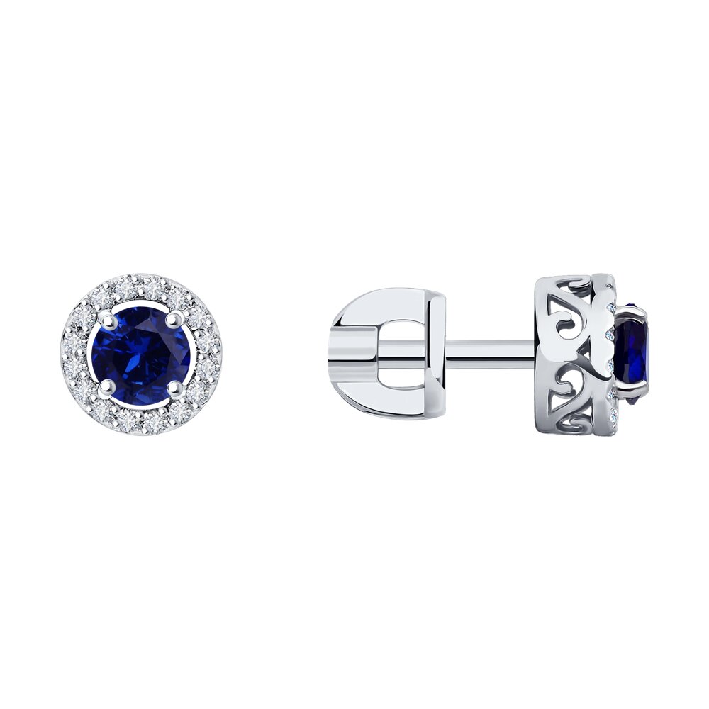 

Серьги-пусеты SOKOLOV Diamonds из белого золота с бриллиантами и сапфирами