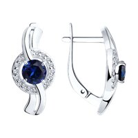 Серьги из серебра с корундами и фианитами