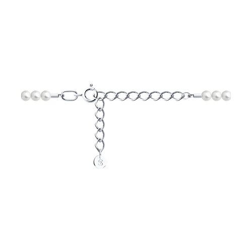 Колье из серебра с синтетическим жемчугом и фианитами - фото 2