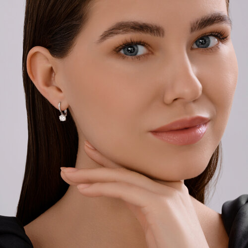 Серьги из белого золота с бриллиантом выращенным SOKOLOV - купить в ...