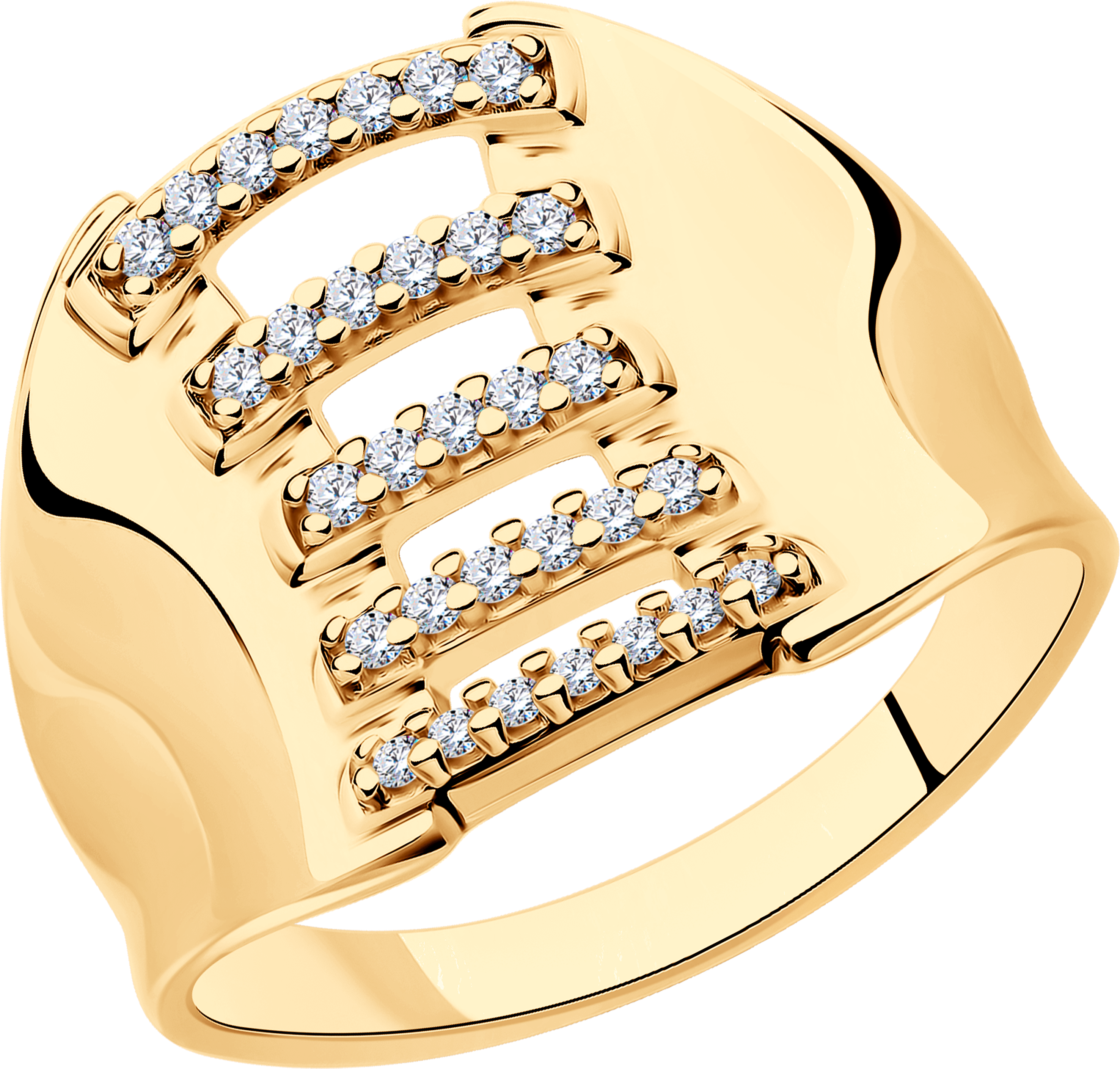 Кольцо SOKOLOV из золочёного серебра с фианитами