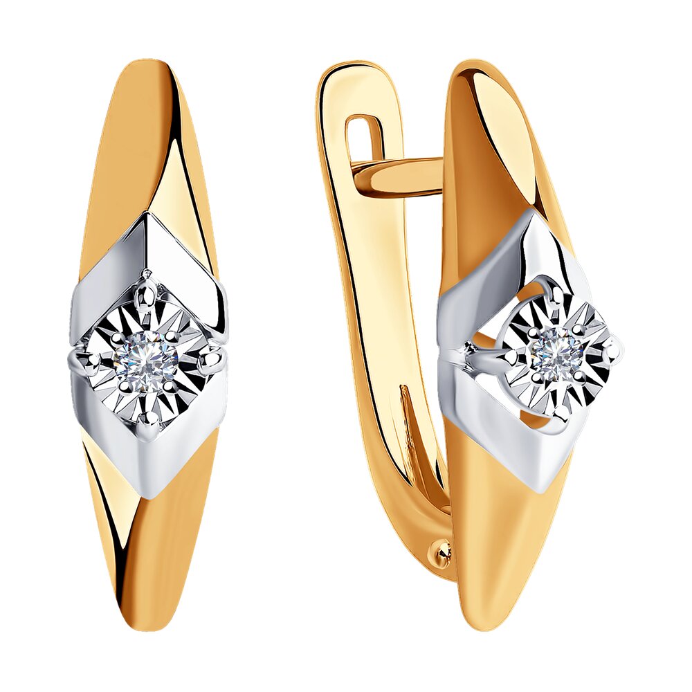 фото Серьги sokolov diamonds из комбинированного золота с бриллиантами