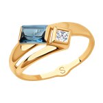 Кольцо из золота с синим топазом и Swarovski Zirconia