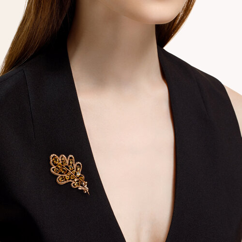 Брошь из золочёного серебра с цитринами и фианитами - фото 3