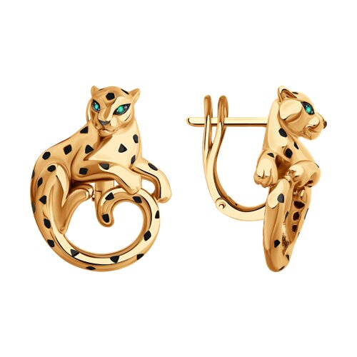 Серьги из золота с изумрудами и эмалью SOKOLOV - купить в официальном ...