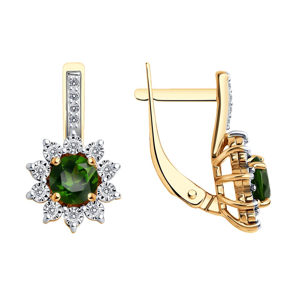 

Серьги SOKOLOV Diamonds из комбинированного золота с бриллиантами и хромдиопсидами