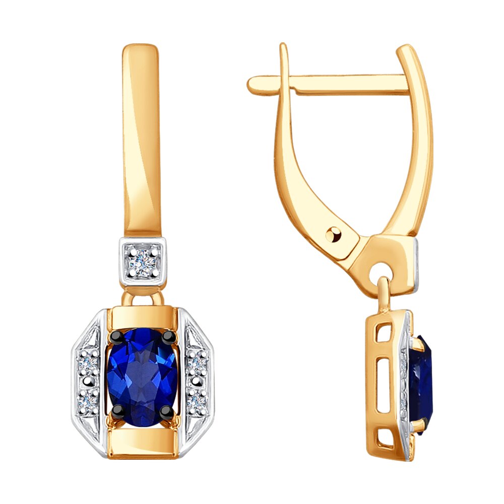 

Серьги SOKOLOV Diamonds из золота с бриллиантами и синими корундами (синт.)