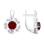 Серьги из серебра с гранатами и фианитами