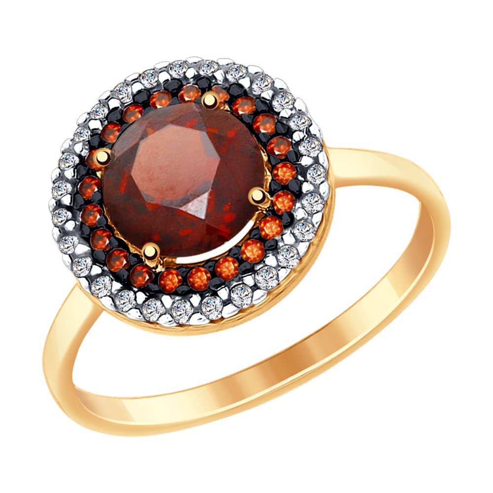 

Кольцо SOKOLOV из золота с гранатом и бесцветными и красными фианитами