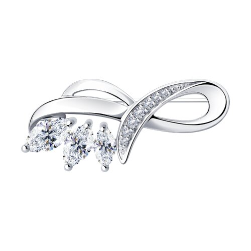 Брошь из серебра с фианитами - фото 1