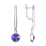 Серьги из серебра с сиреневыми кристаллами Swarovski