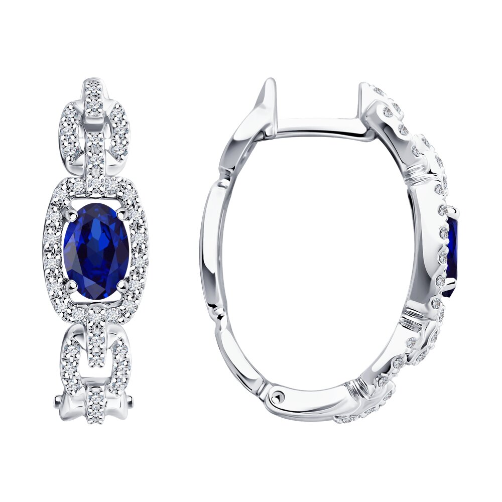 Серьги SOKOLOV Diamonds из белого золота с бриллиантами и сапфирами