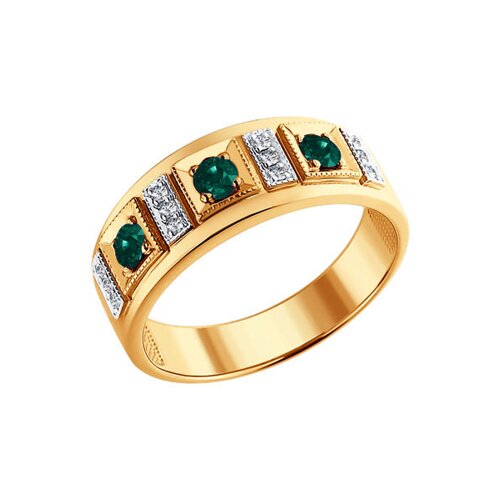 Кольцо из золота с бриллиантами и изумрудами 3010188 SOKOLOV фото
