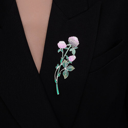 Брошь из серебра с фианитами и эмалью - фото 3