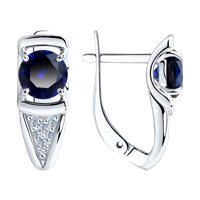 Серьги из серебра с корундами и фианитами
