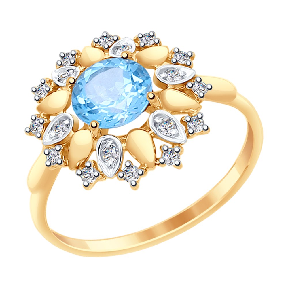 

Кольцо SOKOLOV из золота с топазом и Swarovski Zirconia