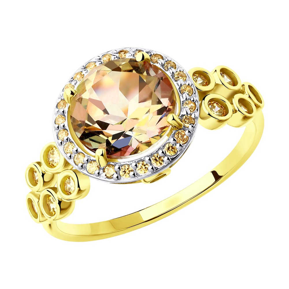 

Кольцо SOKOLOV из желтого золота с топазом Swarovski и фианитами Swarovski